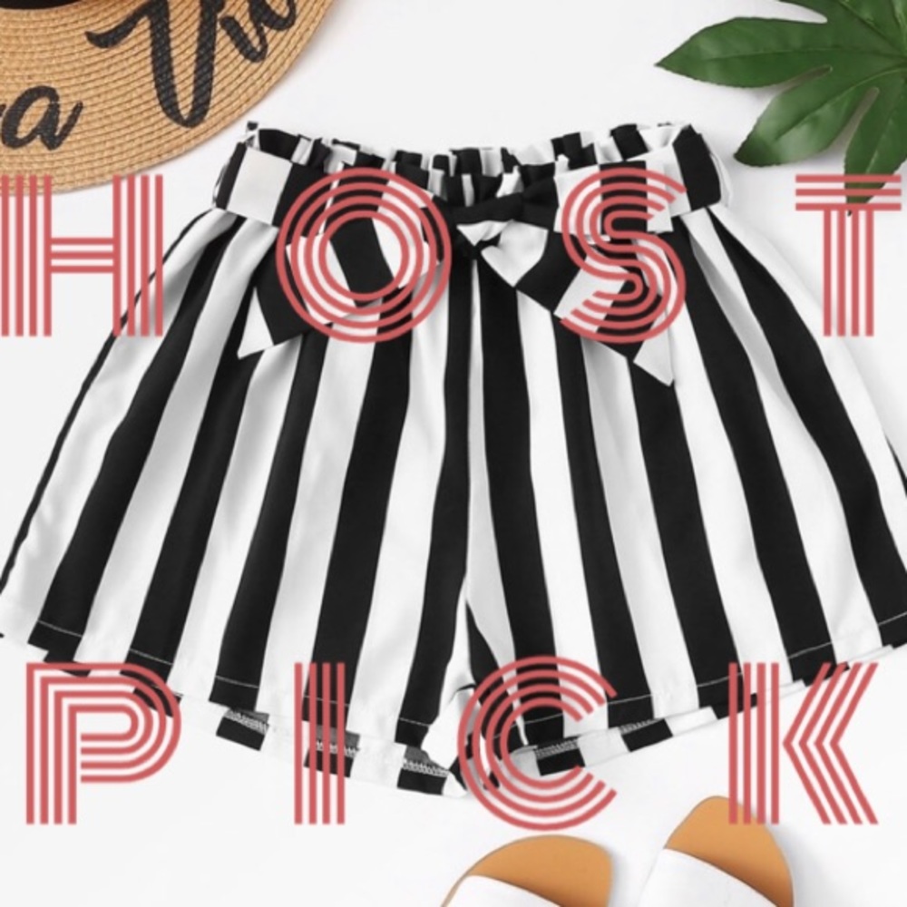 5/$25 Black & white striped paper bag shorts